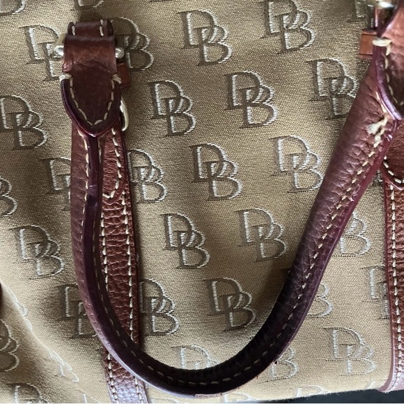 Vintage Dooney And Bourke Canvas And Leather Satchel Bag Buckles Signature Bag - Picture 9 of 10
